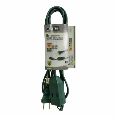Cube Tap Extension Cord, 16/2, Green, 6-Ft.