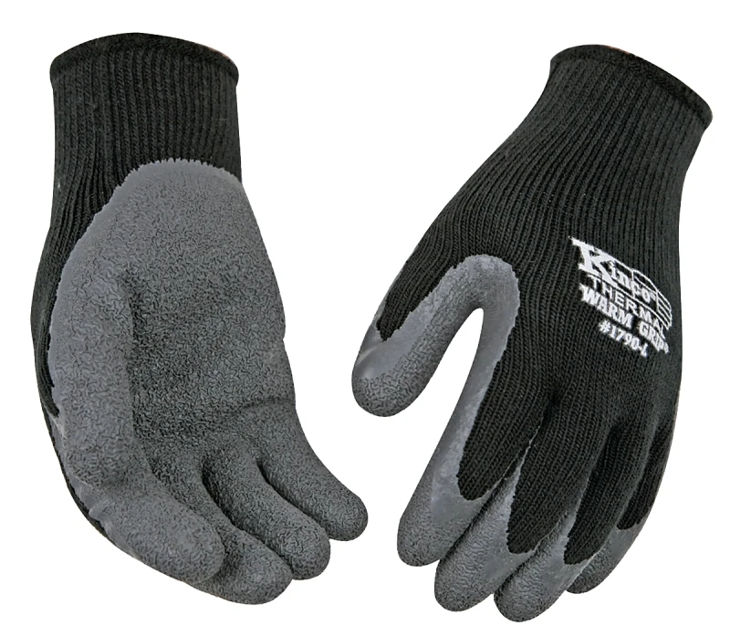 Men's Cold-Weather Knit Gloves, Latex-Coated, L