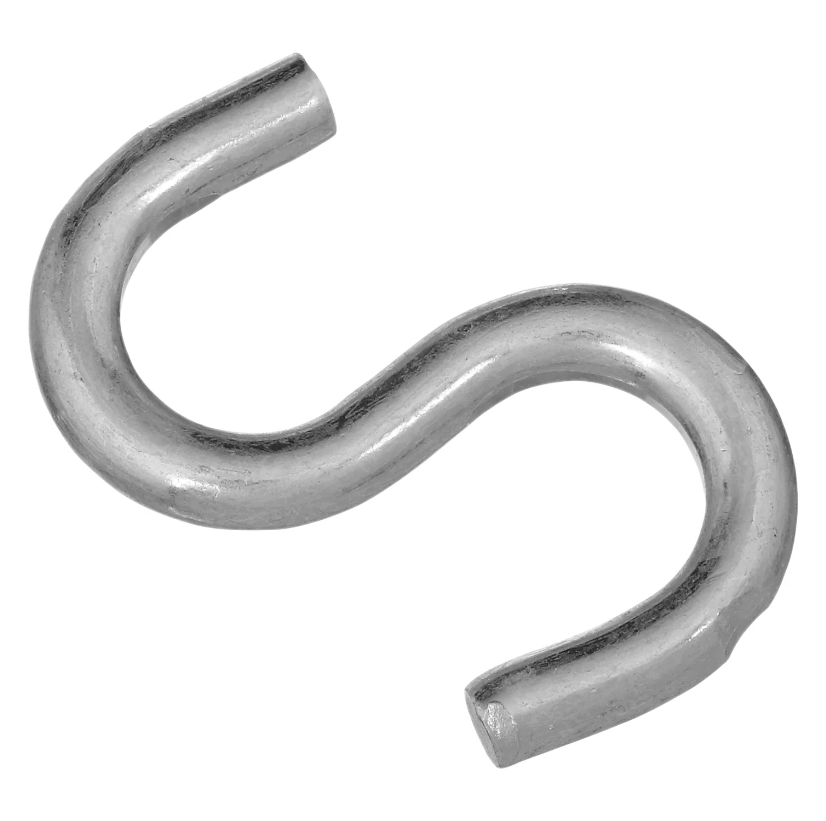 S Hook, Heavy Duty, Zinc-Plated Steel, 2-1/2 In.