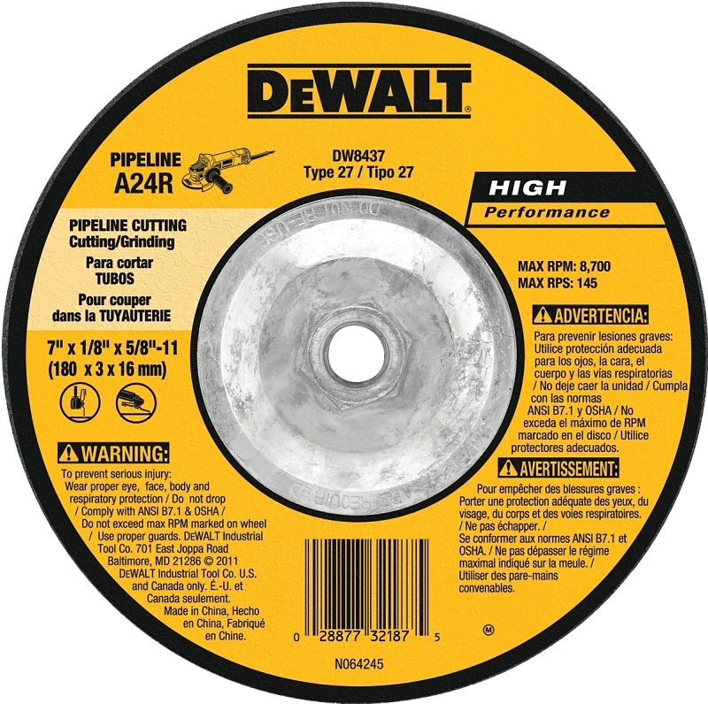Pipeline Wheel, 7 x 1/8 x 5/8 In.-11