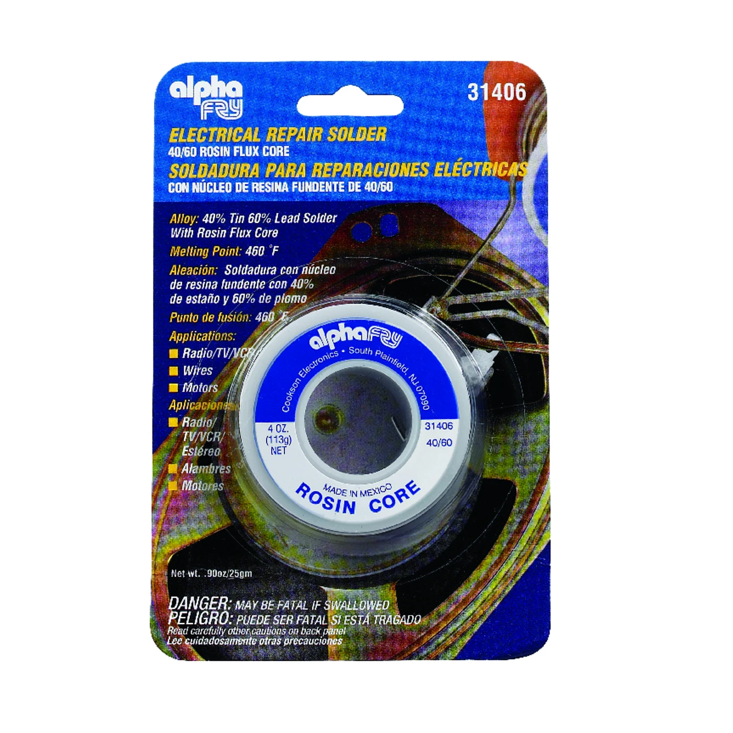 Leaded Electrical Solder, 4-oz., .093-Diameter