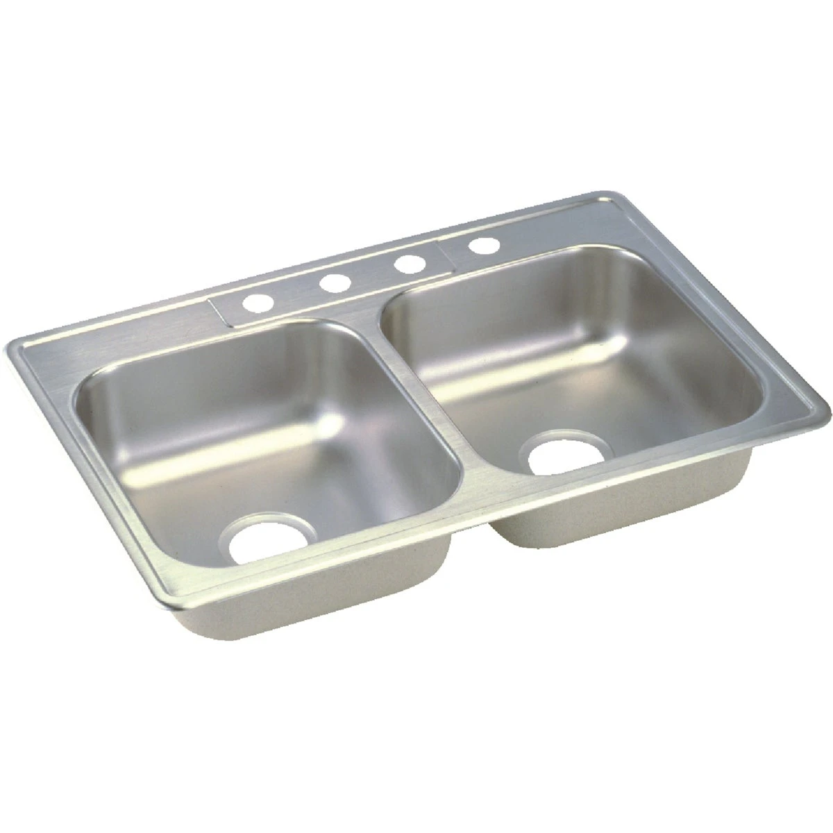 Stainless-Steel Mobile Home Kitchen Sink, Double-Compartment, 33 x 19 x 6-1/4-In.