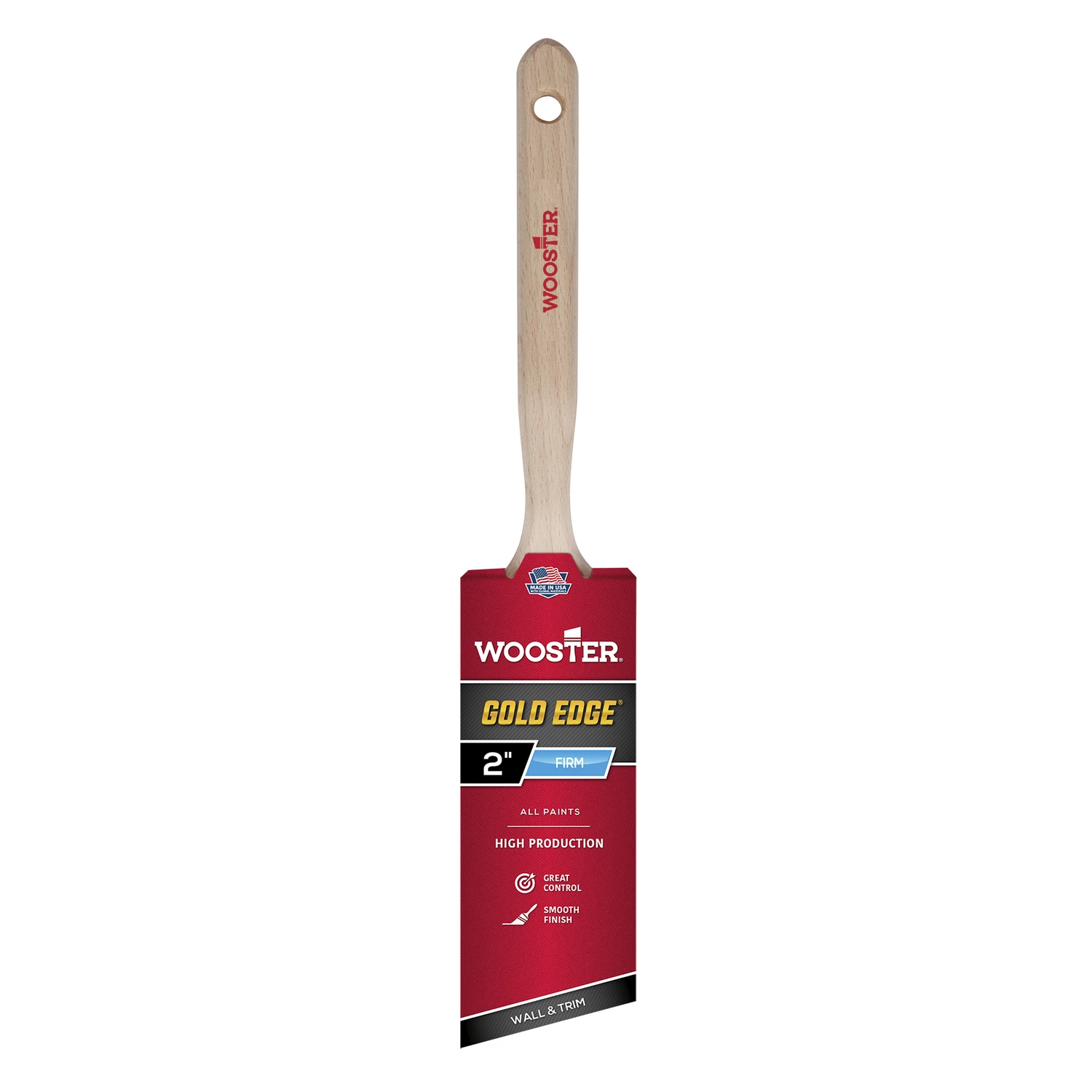 Gold Edge Paint Brush, Angle Sash, White & Gold, 2-In.