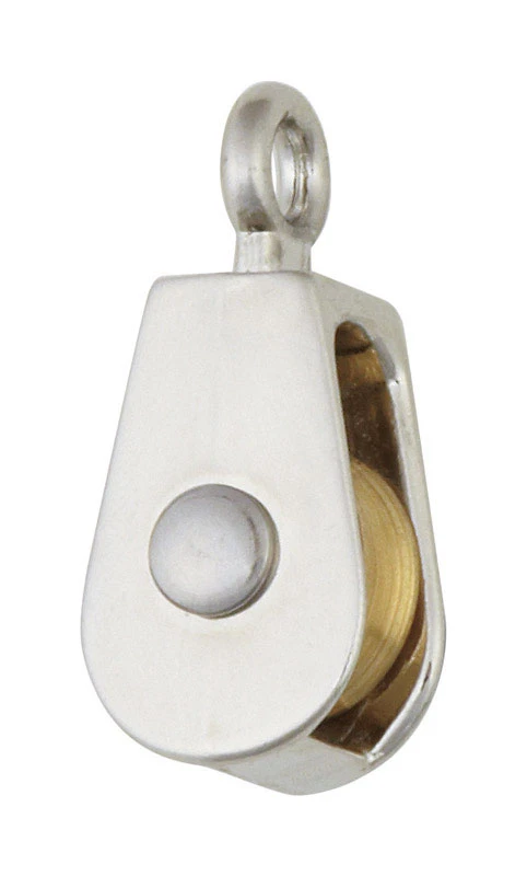 Rope Pulley, Single Rigid Eye, Brass Sheave, 3/4 In.