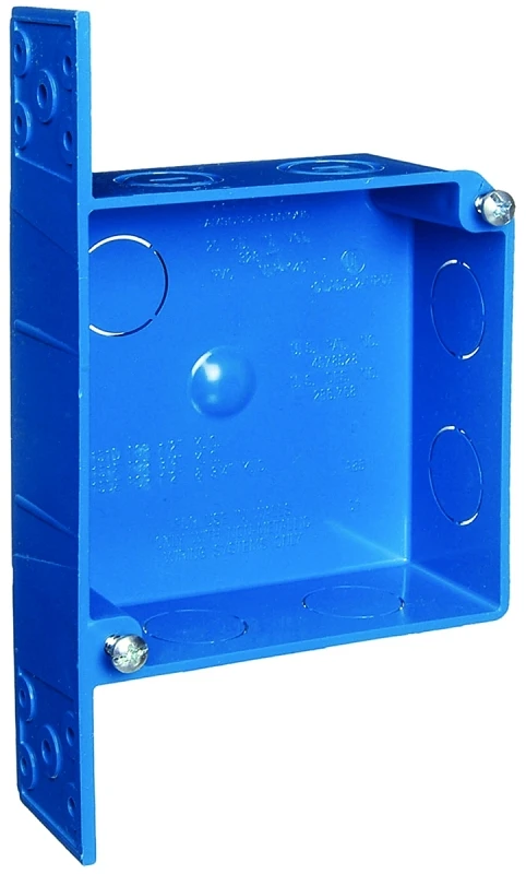 2 Gang ENT Quick Connect Smurf Switch & Outlet Box, Blue, 4 x 4 x 1-1/2 In.