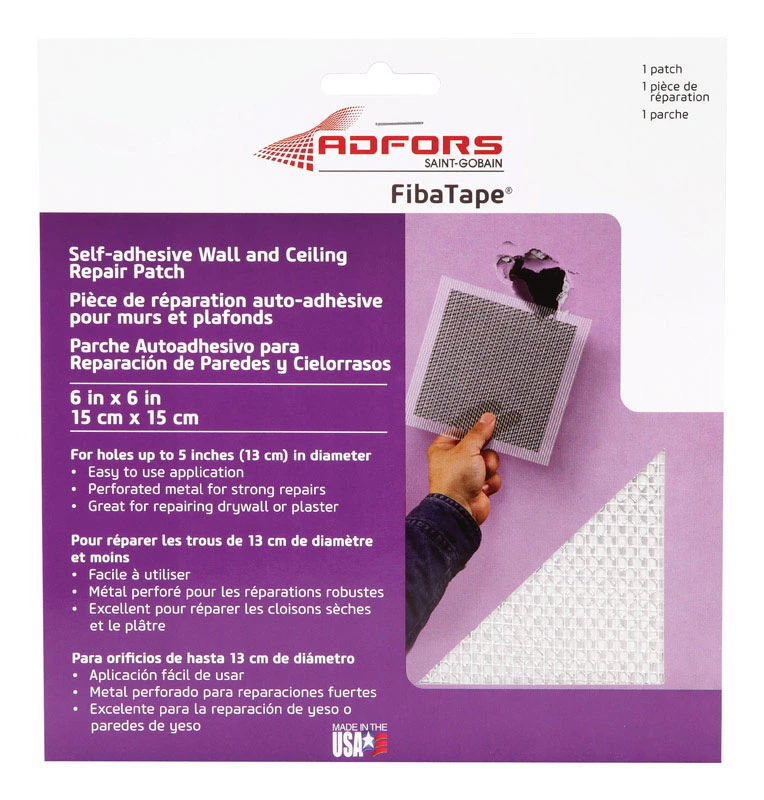 FibaTape Wall & Ceiling Repair Patch, Perforated Aluminum, 6 x 6-In.