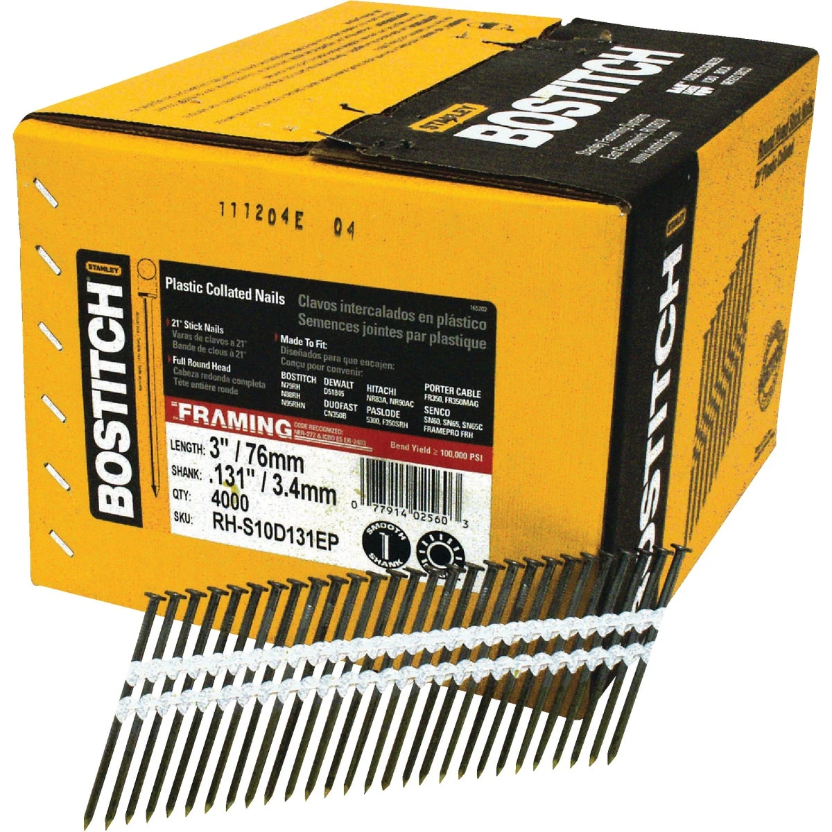 Round Head Collated Framing Nails, 3 x .131 In. Plain Shank, 4,000-Ct.