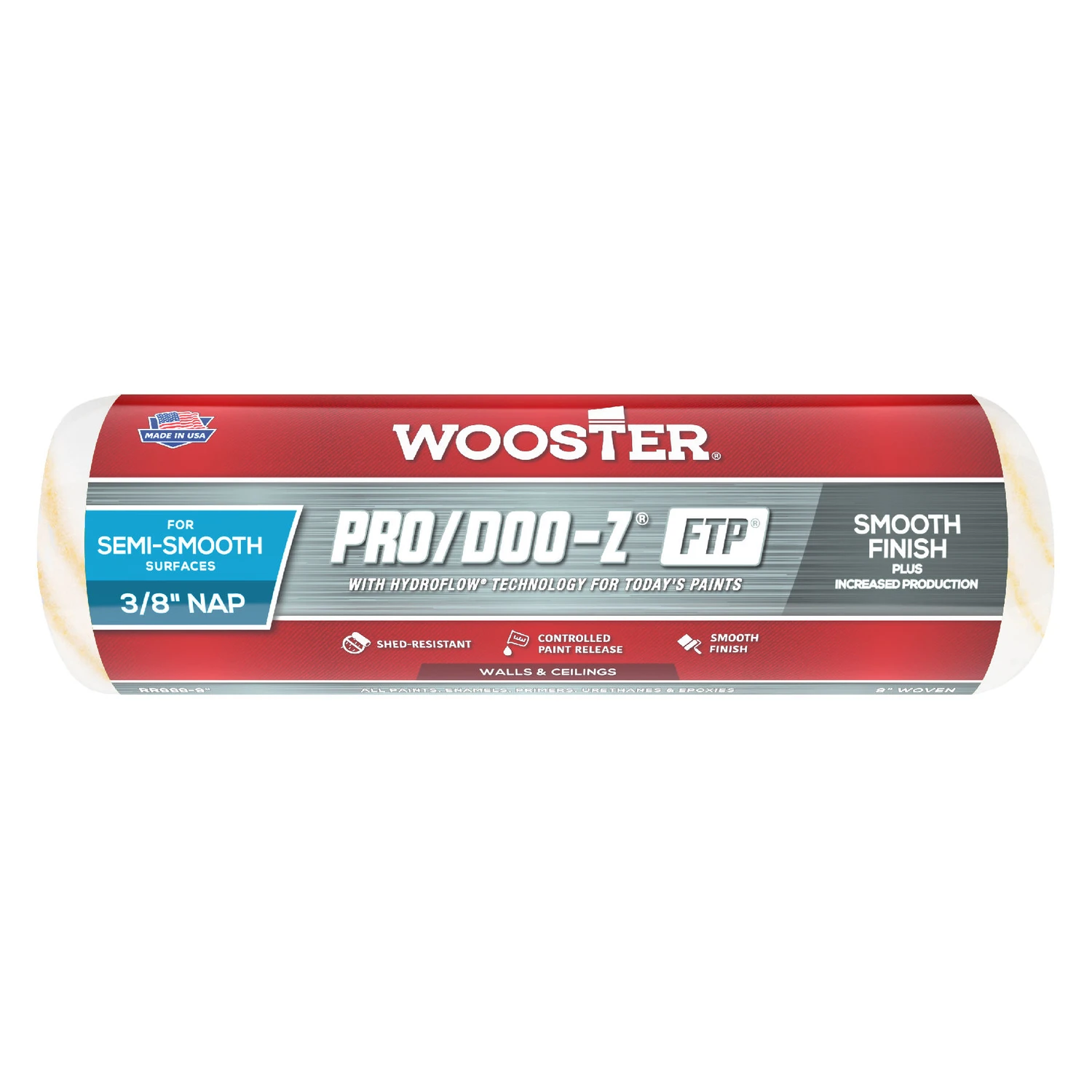 FTP Paint Roller Cover, 3/8-In. Nap, 9-In.
