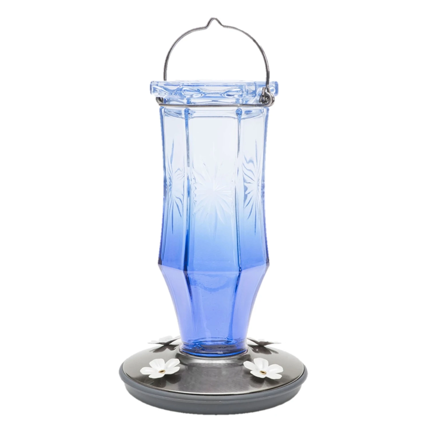 Vintage Hummingbird Feeder, Sapphire Starburst, Glass, 16 oz.