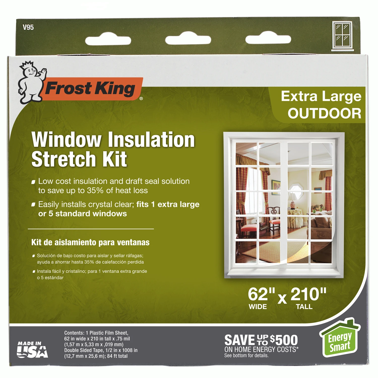 Outdoor Window Film Insulation Kit, 62 x 210 In.