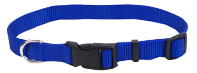 Dog Collar, Adjustable, Blue Nylon, Quadlock Buckle, 5/8 x 10 to 16-In.