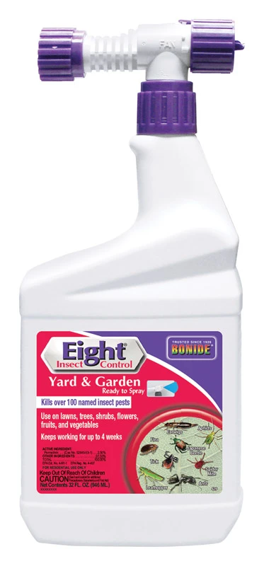 Eight Insect Control Yard & Garden Long Lasting Insecticide, Kills Mosquitos, Beetles, Fleas, Ticks, 32 oz. Ready-to-Spray