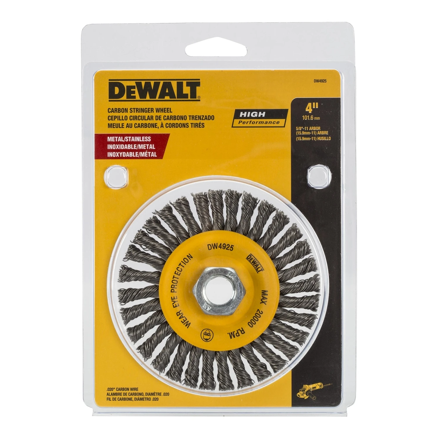 Carbon Steel Wire Wheel, 4 x 5/8 In.-11