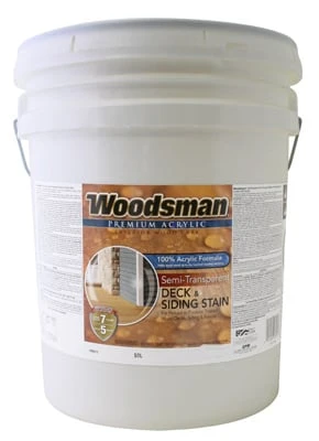 Woodsman Deck, Siding & Fence Stain, Acrylic, Semi-Transparent Light Base, 5 Gallons