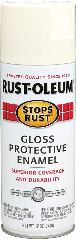 Stops Rust Spray Enamel, Canvas White Gloss, 12-oz.