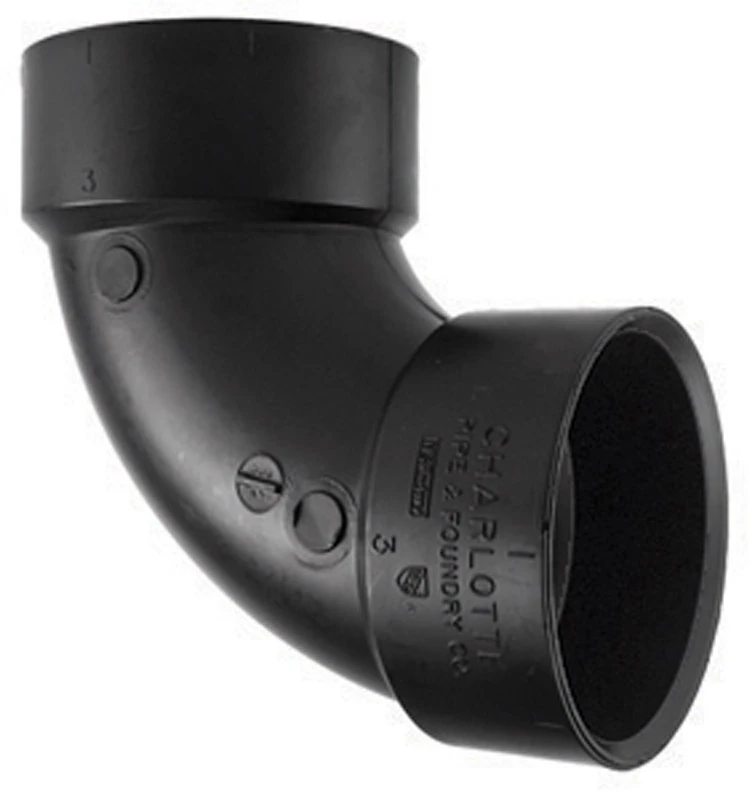 ABS/DWV 90-Degree Pipe Elbow, Hub x Hub, 4 In.