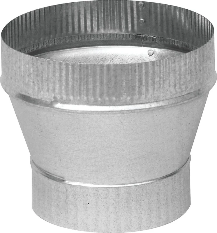 HVAC Duct Pipe Taper Increaser, Galvanized, 24 Gauge, 7 x 8 In.