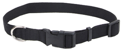 Adjustable Black Nylon Dog Collar, 5/8-inch, Fits 10-14 Inches