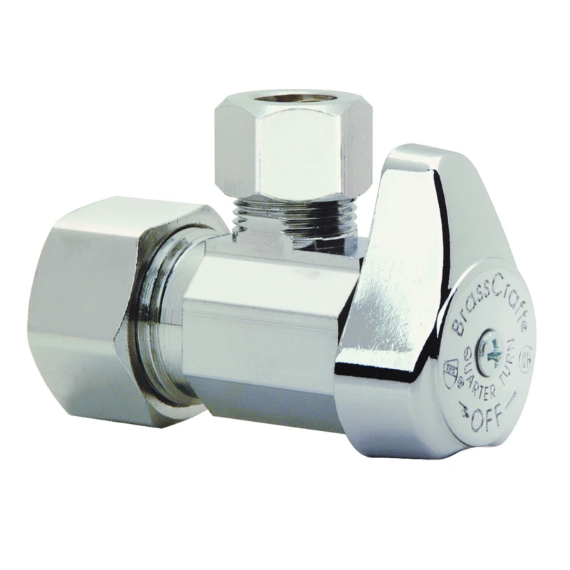 Chrome Angle Stop Valve, 5/8 x 3/8 In.