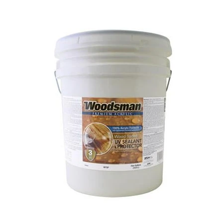 Woodsman Wood UV Sealant & Protector, Acrylic, Amber, 5 Gallons