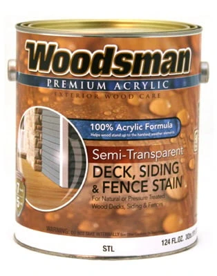 Woodsman Deck, Siding & Fence Stain, Acrylic, Semi-Transparent Light Base, 1 Gallon