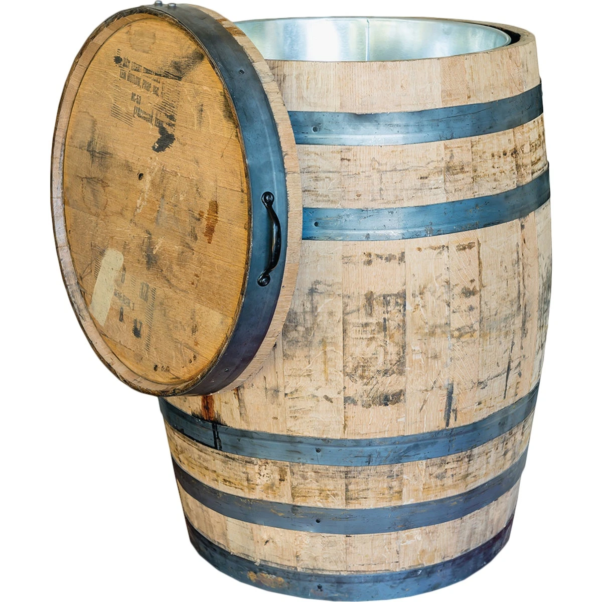 Oak Whiskey Barrel Wood Planter, White, 11-Gallon Liner