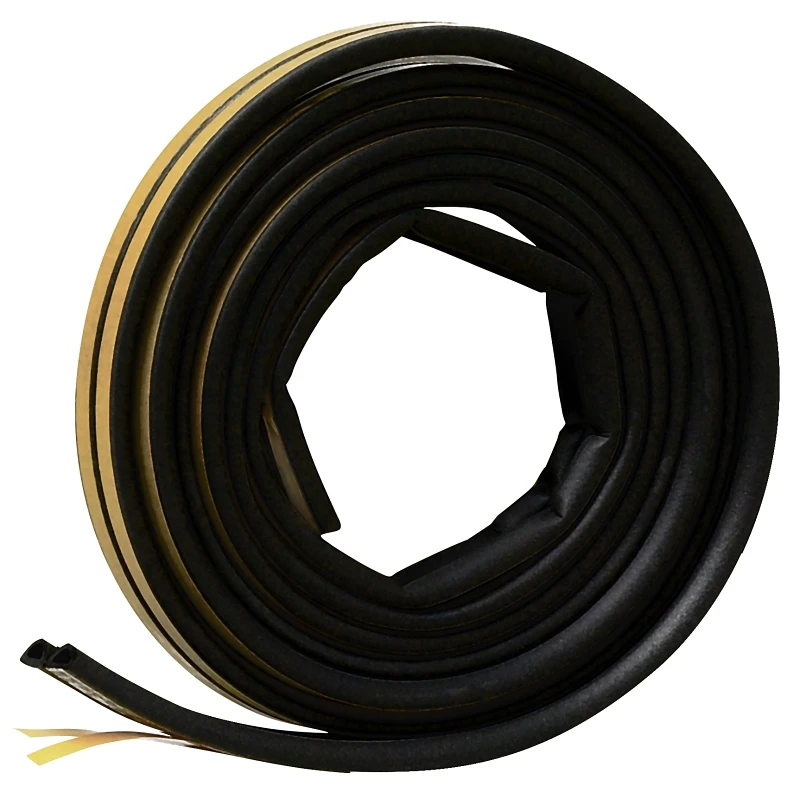 Black Rubber Weatherseal, D-Section, Self Adhesive, 3/8 x 1/4 In. x 17 Ft.