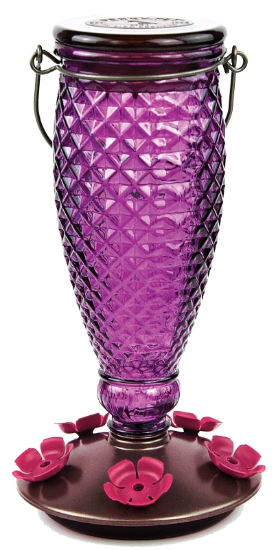 Glass Hummingbird Feeder, Diamond White