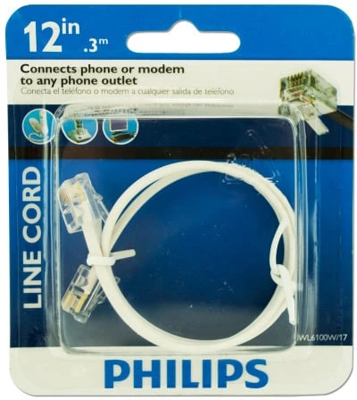 12 Inch Telephone Line Cord - 6-conductor Extension Cable