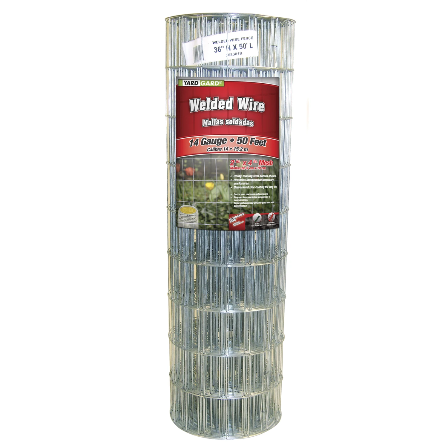 Galvanized Welded Wire Mesh Fence, 4 x 2-In. Mesh, 14-Ga., 36-In. x 50-Ft.