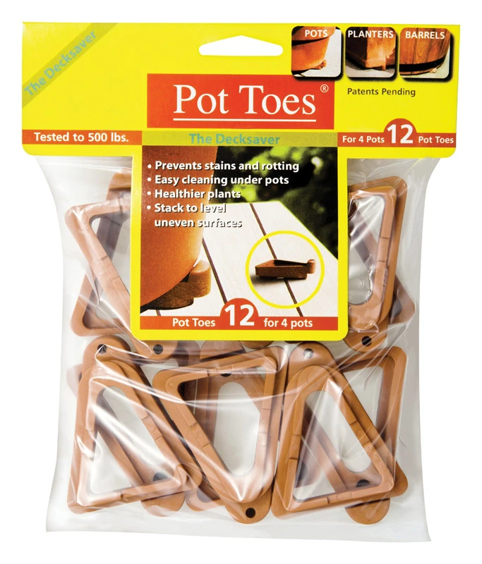 Decksaver Garden Pot Toes, Terra Cotta, 3 In., 12-Pk.