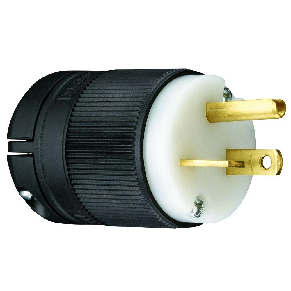 Pass & Seymour Straight Blade Plug, Clamp-Lock, 20-Amp 125-Volt