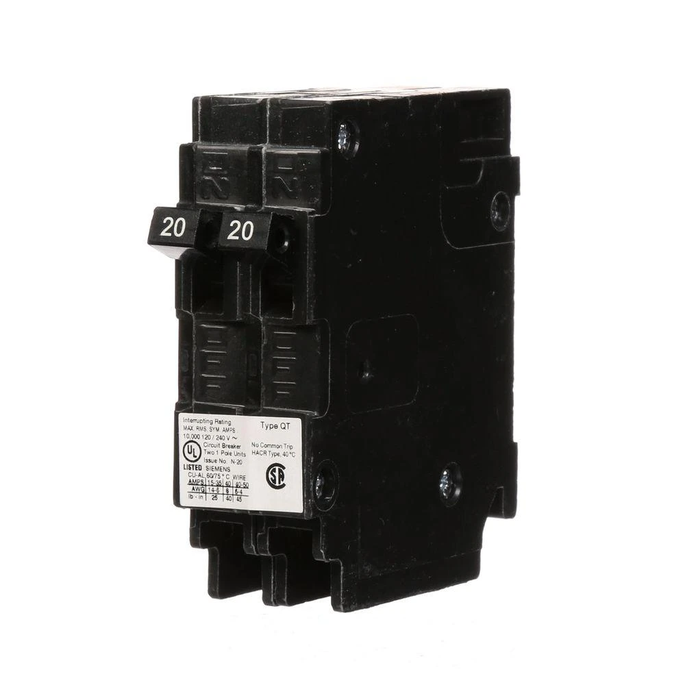 Duplex Circuit Breaker, 20/20-Amp, 120-Volt