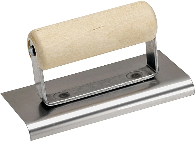 6 x 4 In. Concrete Edger, Stainless Steel, .5 In. Radius, Wood Handle