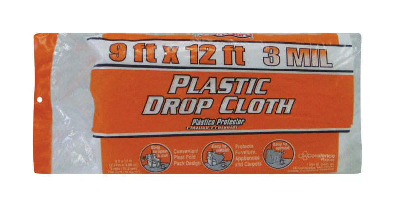 Extra Heavy-Duty Plastic Drop Cloth, 9 x 12-Ft.