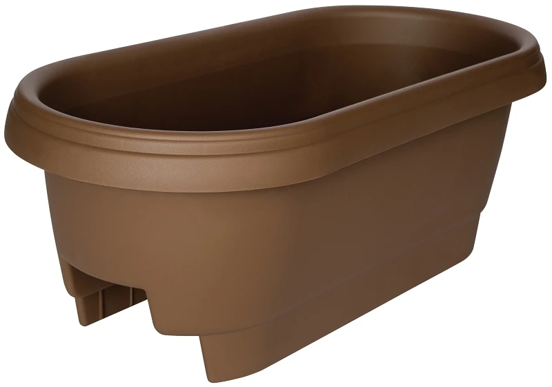 Deck Rail Planter, Plastic, Chocolate, 24-In.