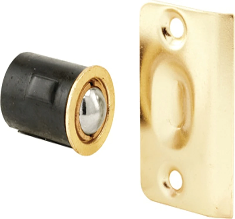 Drive-In Ball Catch with Strike, Brass Plated, Adjustable, 3/4 x 1-3/16 In.