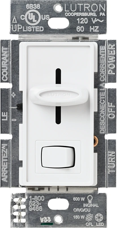 Skylark Single Pole/3-Way Dimmer Switch, White, For CFL / LED Bulbs