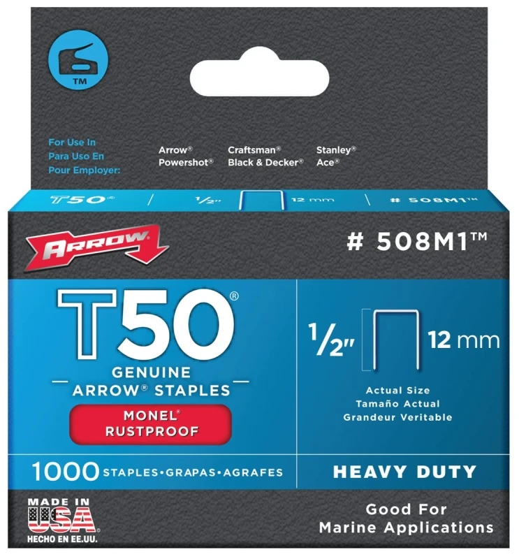 Monel Staples, T50, 1/2-In., 1,000-Pk.