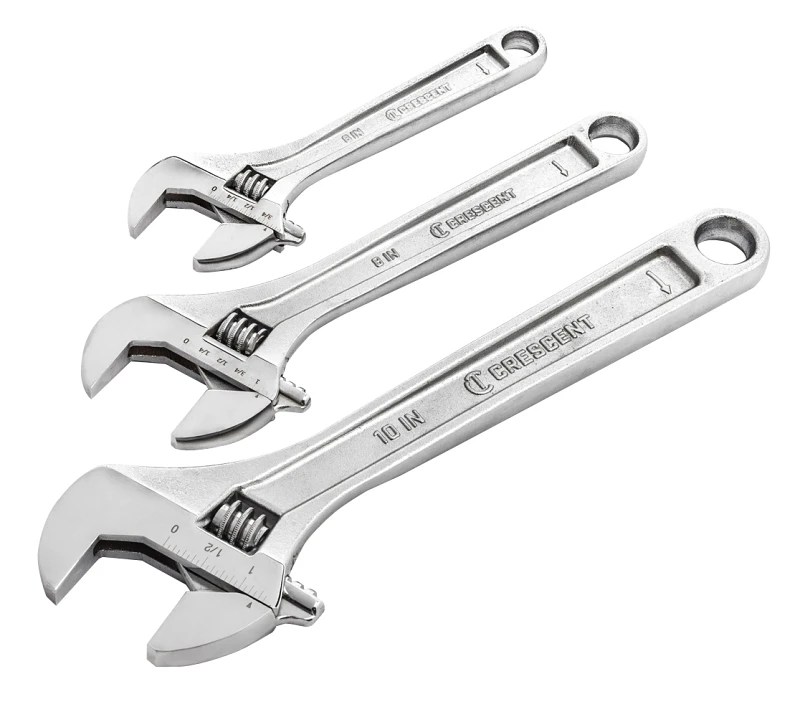 3-Pc. Adjustable Wrench Set, Chrome