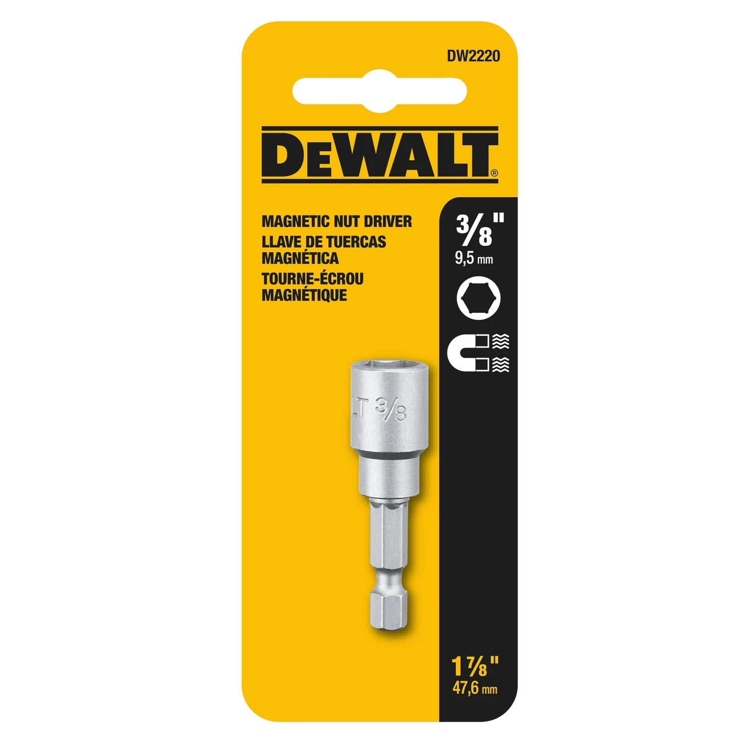 Magnetic Hex Socket Driver, 3/8 x 1-7/16 In.