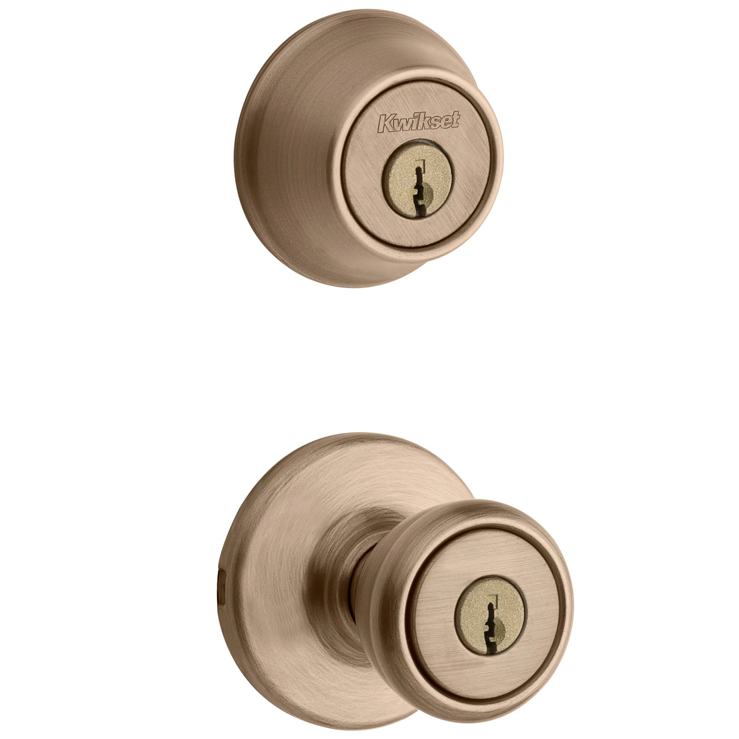 Security Tylo Entry Lockset And Deadbolt Combo Pack,Antique Brass