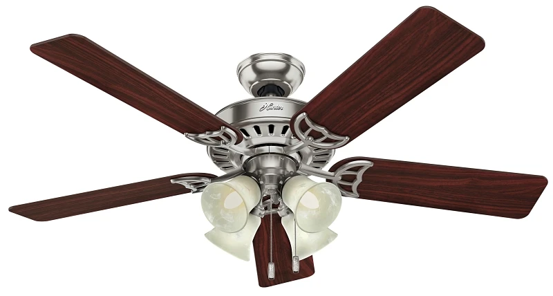 Studio Series Ceiling Fan With Light, Brushed Nickel,5 Blades, 52-In.