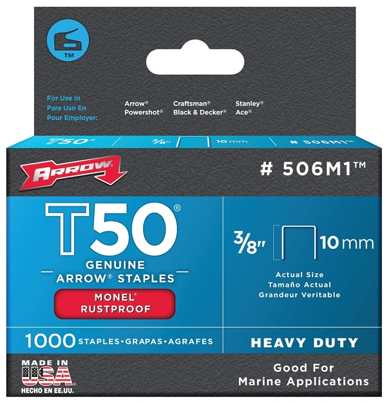 Monel Staples, T50, 3/8-In., 1,000-Pk.