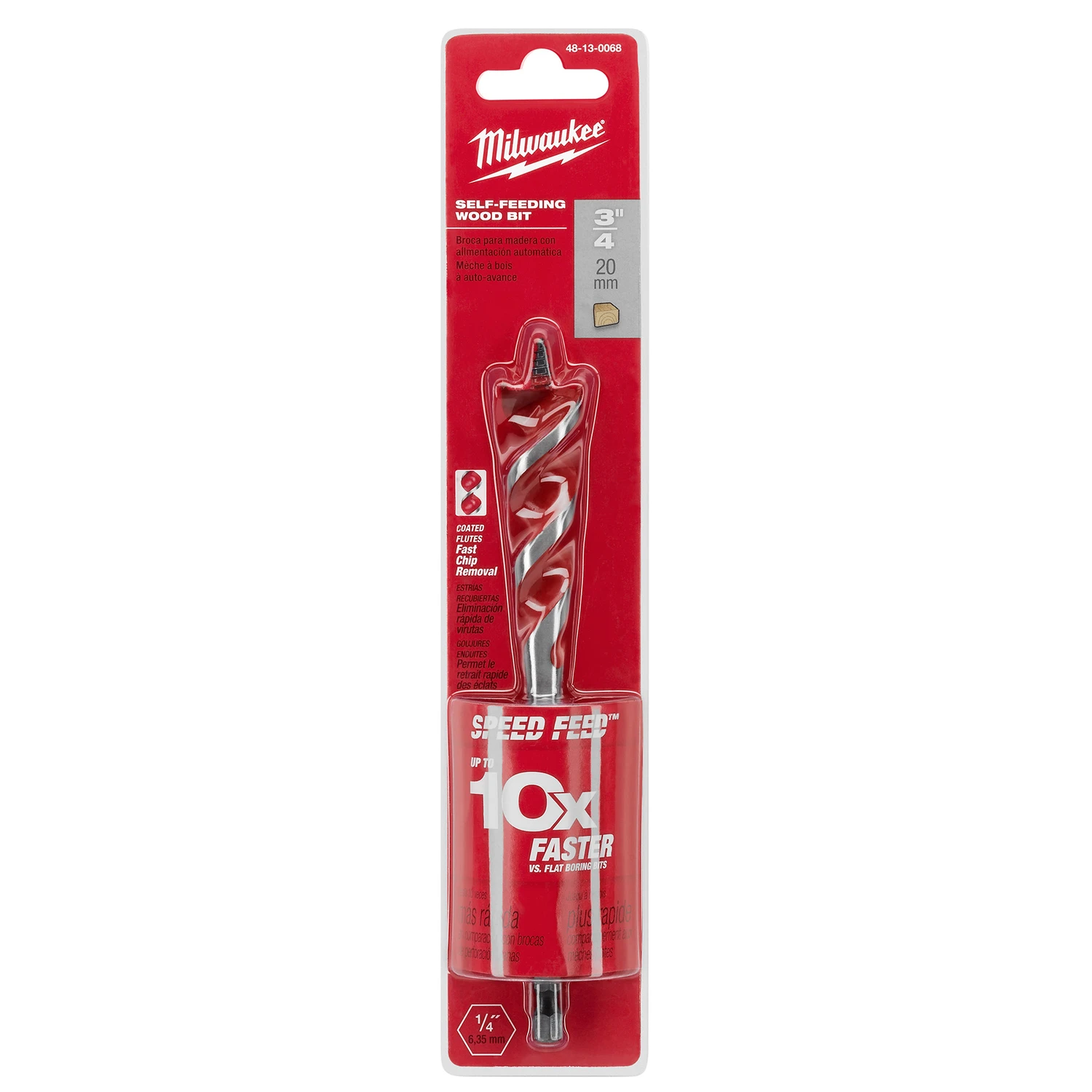 Speed Feed Wood Boring Drill Bit, 3/4 x 6 In.