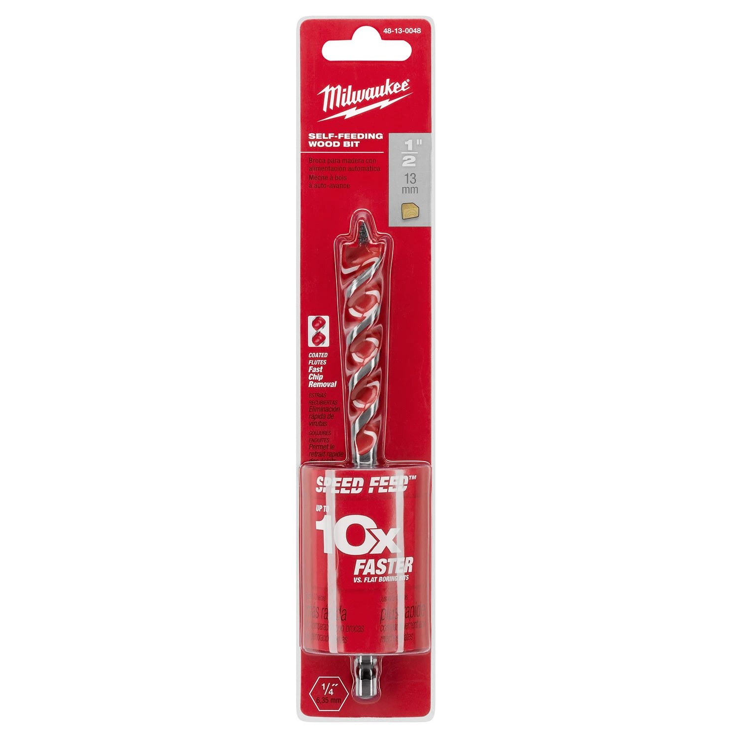 Speed Feed Wood Boring Drill Bit, 1/2 x 6 In.