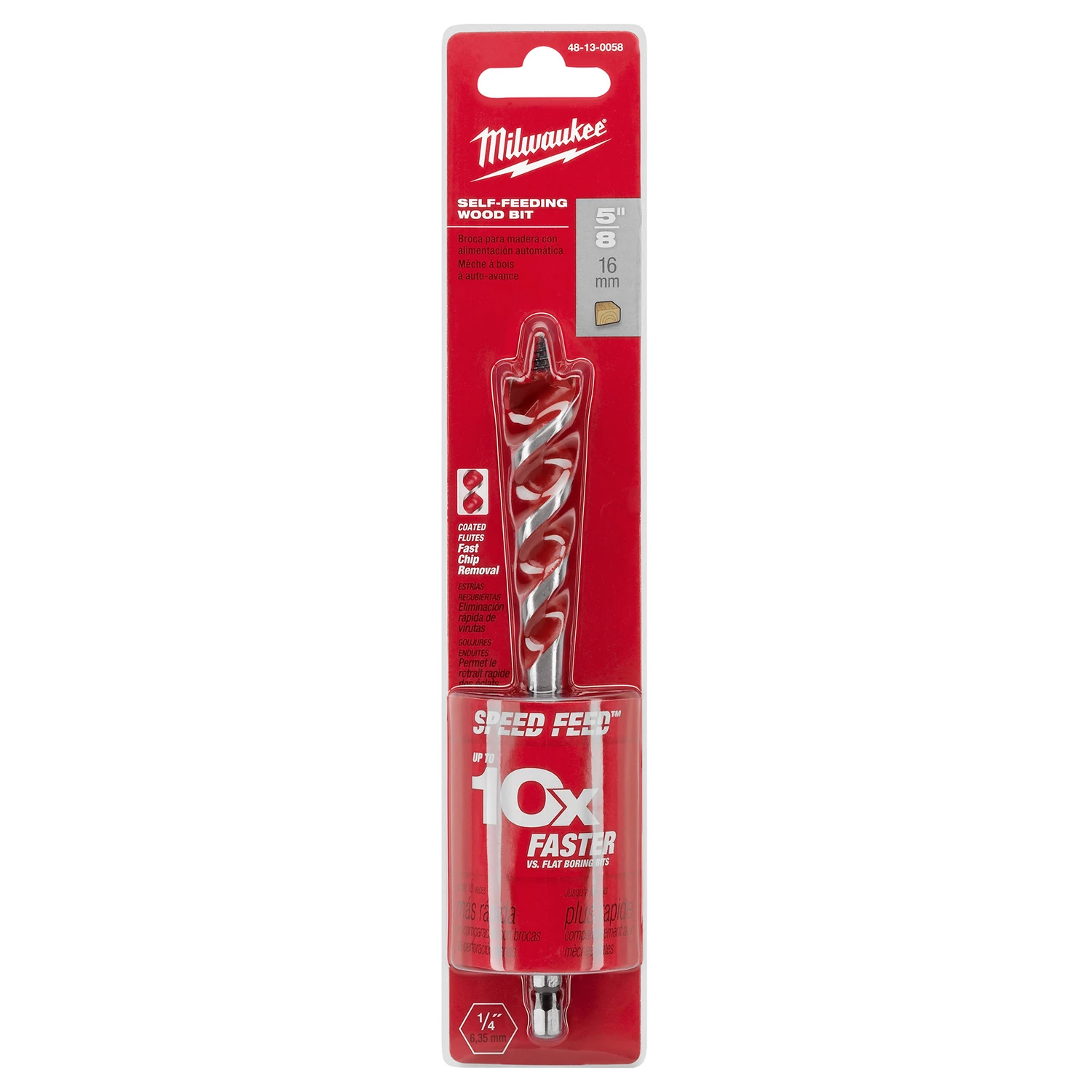 Speed Feed Wood Boring Drill Bit, 5/8 x 6 In.
