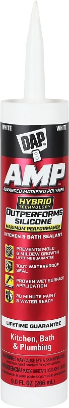 AMP Advanced Kitchen/Bath White Adhesive Caulk, 9-oz.