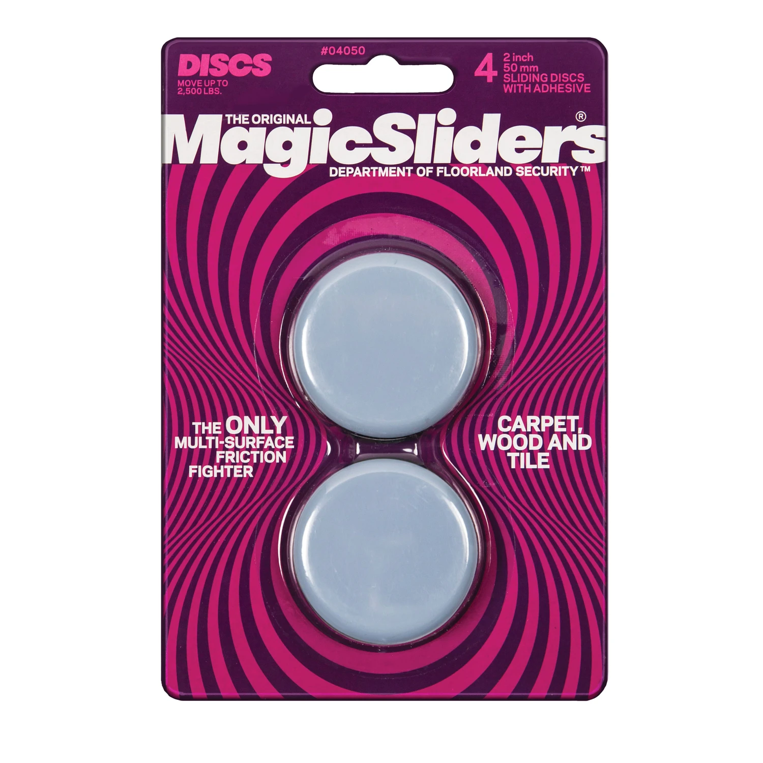 Surface Protectors, Furniture Sliding Discs, Adhesive, 2-In. Round, 4-Pk.