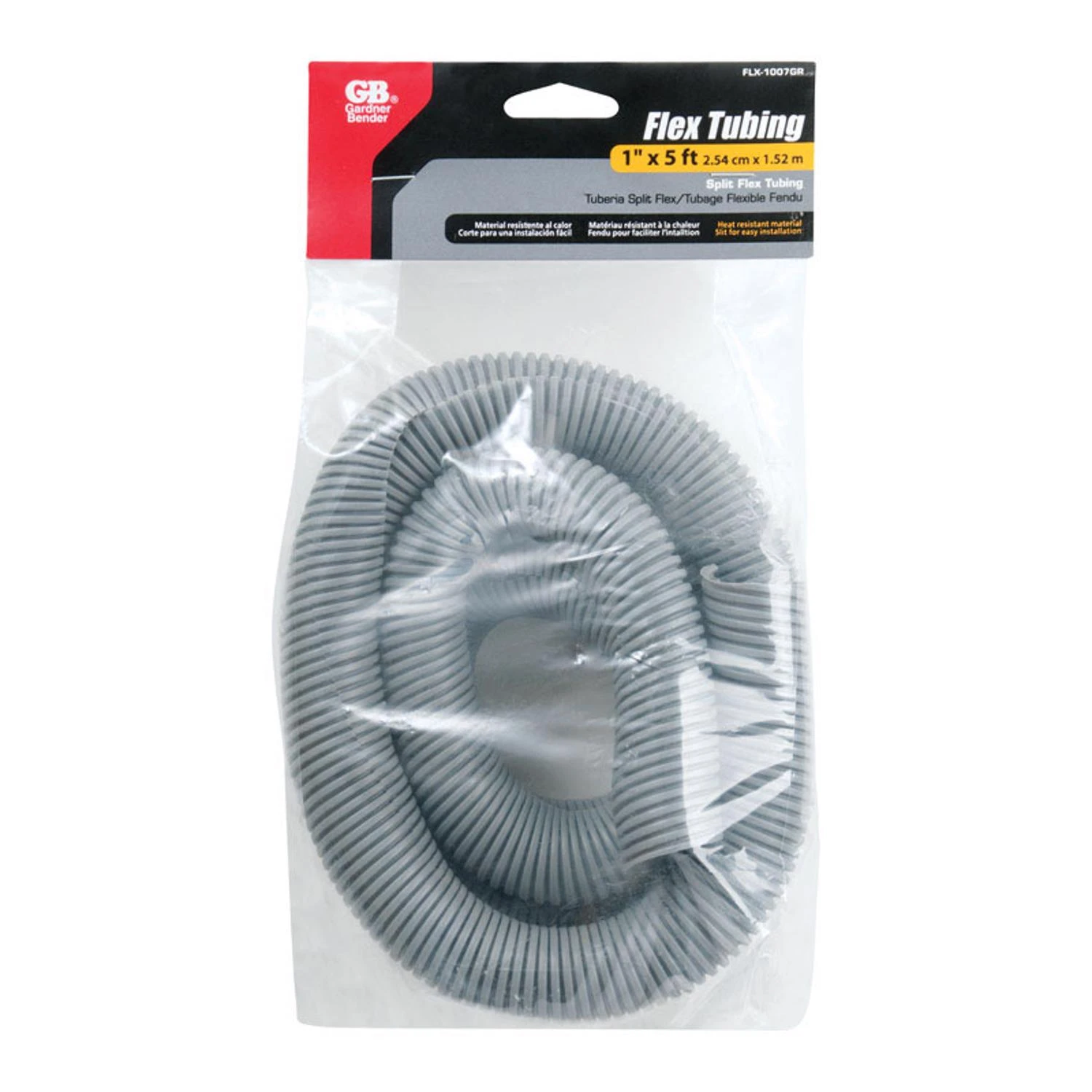 Corrugated Polyethylene Flex Tubing, Gray, 1-In. x 5-Ft.